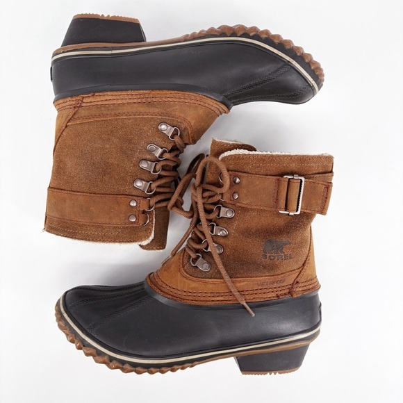 SOREL | Winter Fancy Lace-Up II Leather Duck Boots in Brown | Sz 9 - Picture 11 of 16